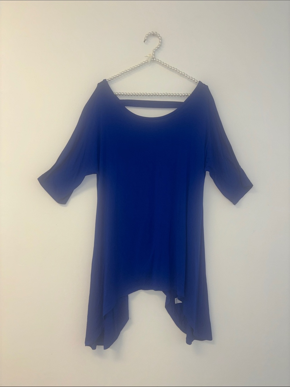Cable & Gauge Royal Blue Asymmetric Scoop Neck Tunic